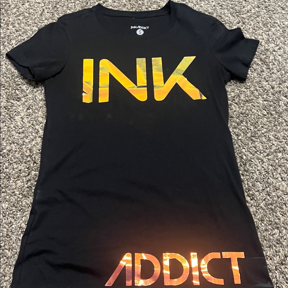Ink Addict Women's Black Tee with chroma logo